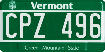VT license plate CPZ496
