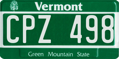 VT license plate CPZ498