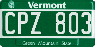 VT license plate CPZ803