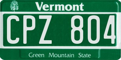 VT license plate CPZ804