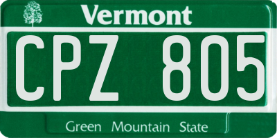 VT license plate CPZ805