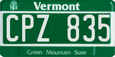 VT license plate CPZ835