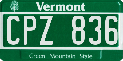 VT license plate CPZ836