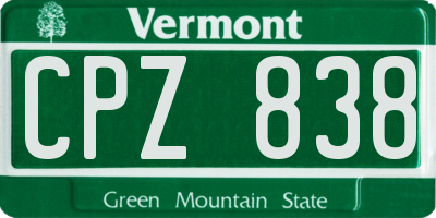 VT license plate CPZ838