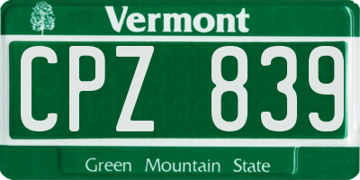 VT license plate CPZ839