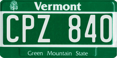 VT license plate CPZ840