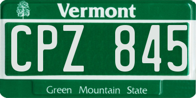 VT license plate CPZ845