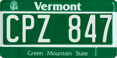 VT license plate CPZ847