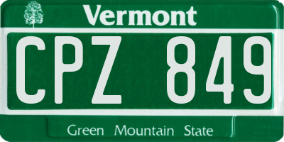 VT license plate CPZ849