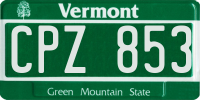 VT license plate CPZ853