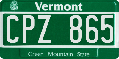 VT license plate CPZ865