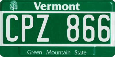 VT license plate CPZ866