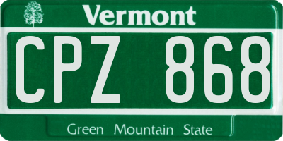VT license plate CPZ868
