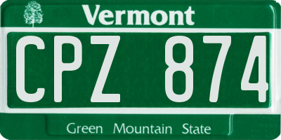 VT license plate CPZ874