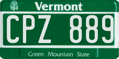 VT license plate CPZ889