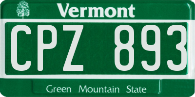 VT license plate CPZ893