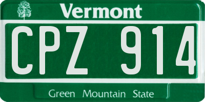 VT license plate CPZ914