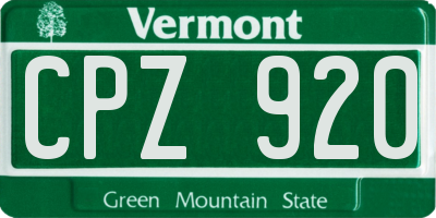 VT license plate CPZ920