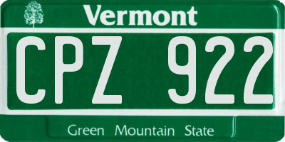 VT license plate CPZ922