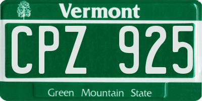 VT license plate CPZ925