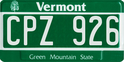 VT license plate CPZ926