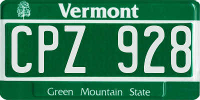VT license plate CPZ928