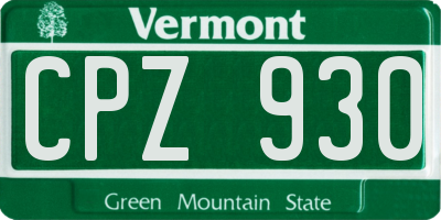 VT license plate CPZ930