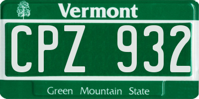 VT license plate CPZ932