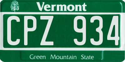 VT license plate CPZ934