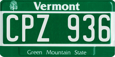 VT license plate CPZ936