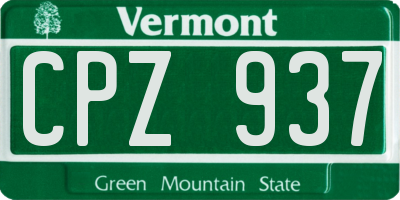 VT license plate CPZ937