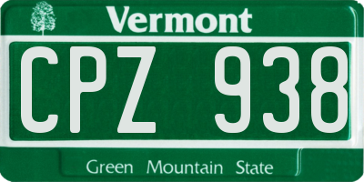 VT license plate CPZ938