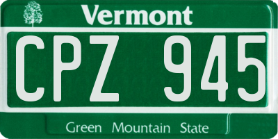VT license plate CPZ945