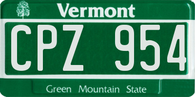 VT license plate CPZ954