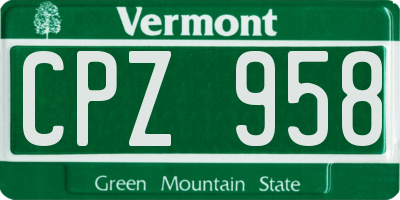 VT license plate CPZ958