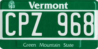VT license plate CPZ968