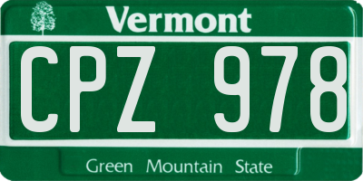 VT license plate CPZ978