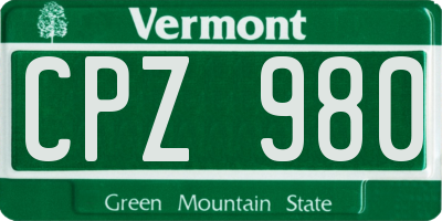 VT license plate CPZ980