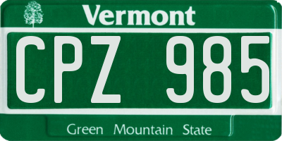 VT license plate CPZ985