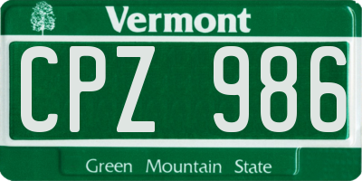 VT license plate CPZ986