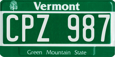VT license plate CPZ987