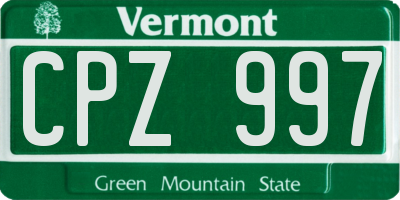 VT license plate CPZ997