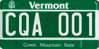 VT license plate CQA001