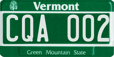 VT license plate CQA002