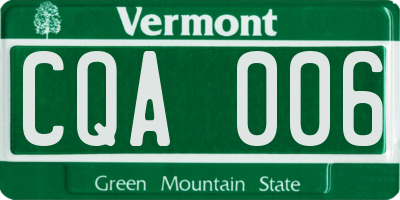 VT license plate CQA006