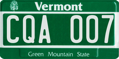 VT license plate CQA007
