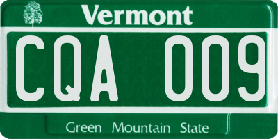 VT license plate CQA009