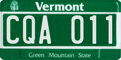 VT license plate CQA011