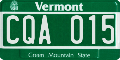 VT license plate CQA015