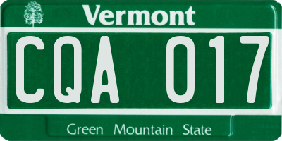 VT license plate CQA017